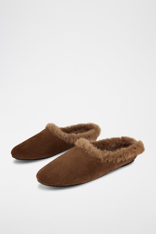 Mules forrados em nobuck Etsil - Castanho