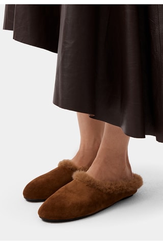 Mules forrados em nobuck Etsil - Castanho