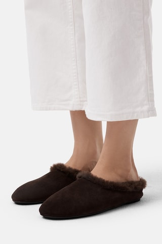 Mules forrados em nobuck Etsil - Castanho-escuro