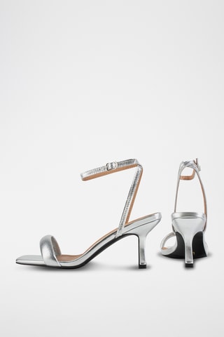 Leren Sandalen met Hak Hyp - Zilverkleurig