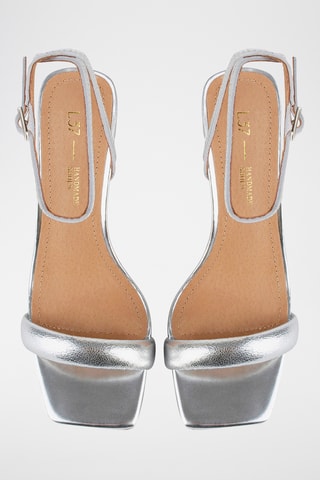Leren Sandalen met Hak Hyp - Zilverkleurig
