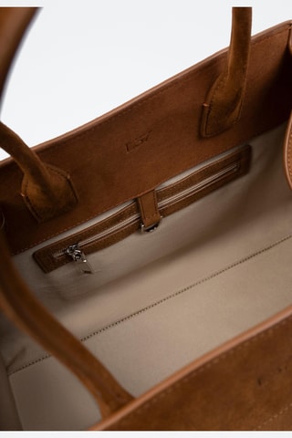 Nubuck Handtas Palms - Bruin