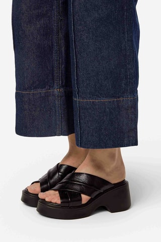 Leren Muiltjes met Hak Roomft - Zwart