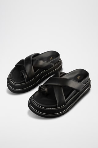 Leren Platform Sandalen Edgeos - Zwart