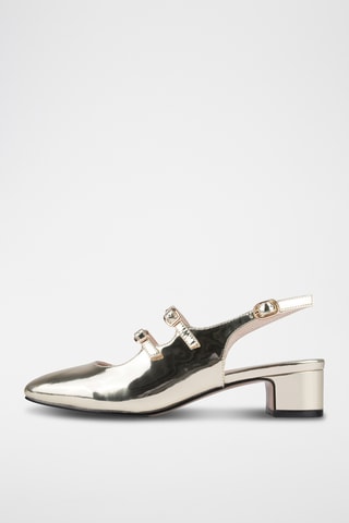 Lakleren Mary Janes met Hak Cac - Goudkleurig