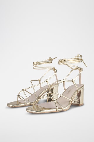 Leren Sandalen met Hak Nf - Goudkleurig