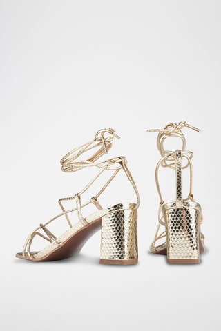 Leren Sandalen met Hak Nf - Goudkleurig