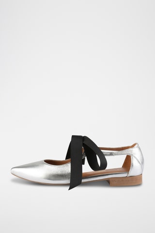 Leren Ballerina's Sumbr - Zilverkleurig