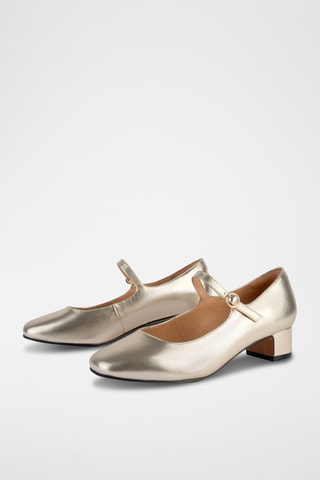 Leren Mary Janes met Hak Filove - Goudkleurig