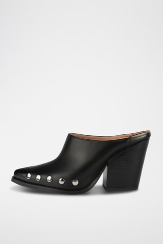 Leren Clogs met Hak Silstar - zwart