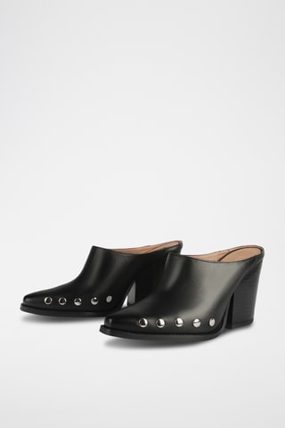 Leren Clogs met Hak Silstar - zwart