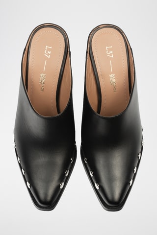 Leren Clogs met Hak Silstar - zwart