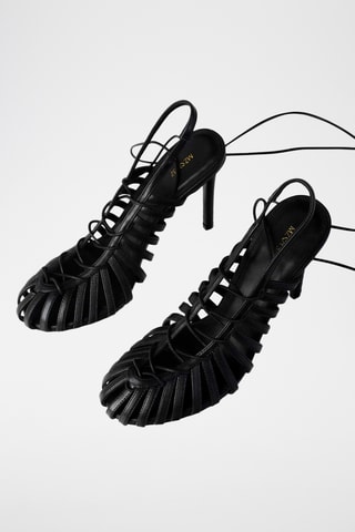 Leren Sandalen met Hak Gigi - Zwart