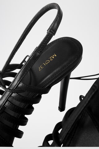 Leren Sandalen met Hak Gigi - Zwart