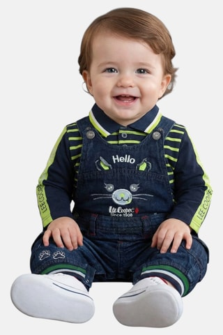 Polo met Lange Mouwen en Tuinbroek  - Blauw en groen