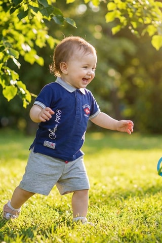 Polo en short  - Marineblauw