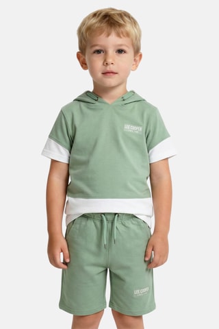 Sweat com capuz e calções - Verde