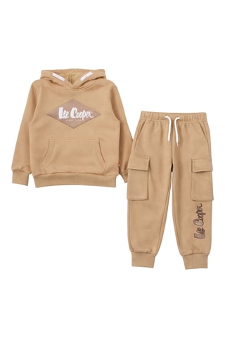 Sweat de capuz e calças de treino - Bege