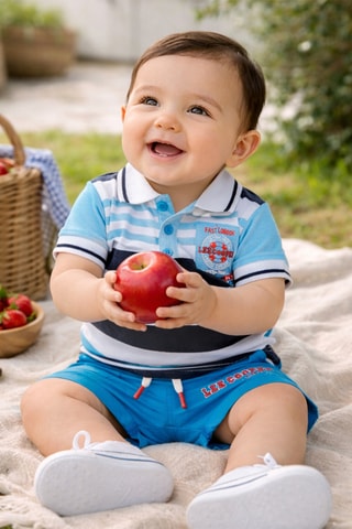 T-shirt en Short - Wit en blauw