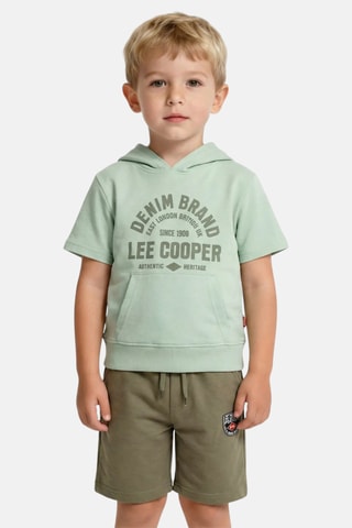 T-shirt com capuz e calções - Caqui