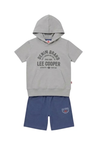 T-shirt com capuz e calções - Cinzento-escuro