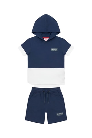 T-shirt com capuz e calções - Azul