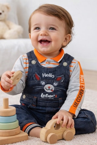 Polo met Lange Mouwen en Tuinbroek  - Blauw en rood