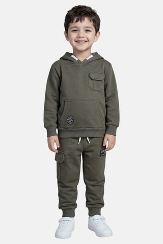 Sweat de capuz e calças de treino - Caqui