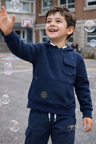 Sweat de capuz e calças de treino - Azul-marinho