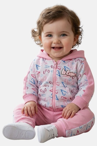 Sweater met Capuchon en Joggingbroek - Roze en grijs