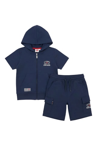 Sweat com capuz e calções - Azul-marinho