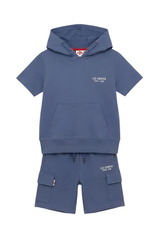 Sweat com capuz e calções - Azul