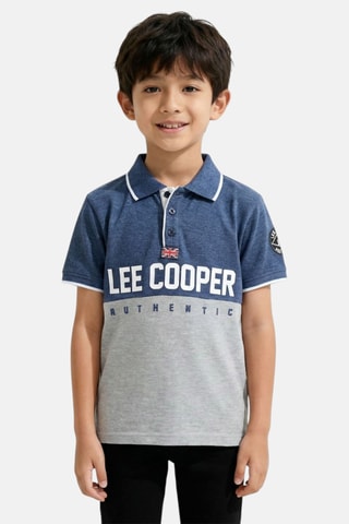 Polo - Azul-marinho e cinzento-mesclado