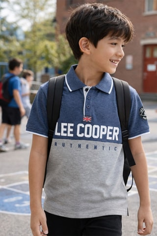 Polo - Azul-marinho e cinzento-mesclado