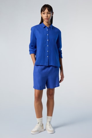 Short en lin - Bleu