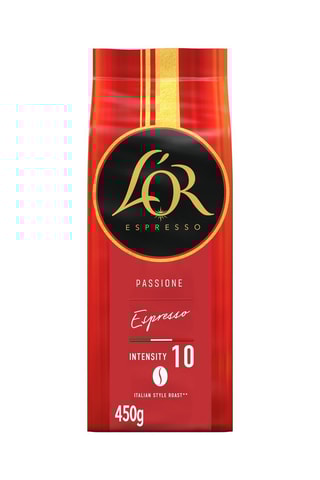 4 x 450 g - Caffè in grani L'Or Passione Espresso - Intensità 10