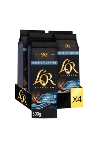 4 x 500 g - Caffè in grani L'Or Fortissimo - Intensità 10