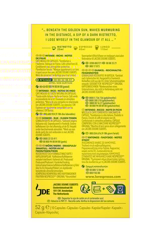 100 capsule - Espresso Capri dolce vita ristretto - Intensità 12 - 10 x 10 capsule L'Or Espresso