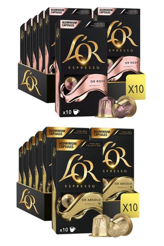 100 capsule L'Or Espresso - Café Or rose - Intensità 7 + 100 capsule L'Or Espresso - Café Or abso - Intensità 9
