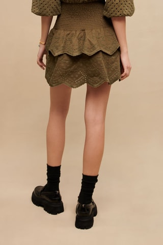 Robe droite en broderie anglaise - Kaki