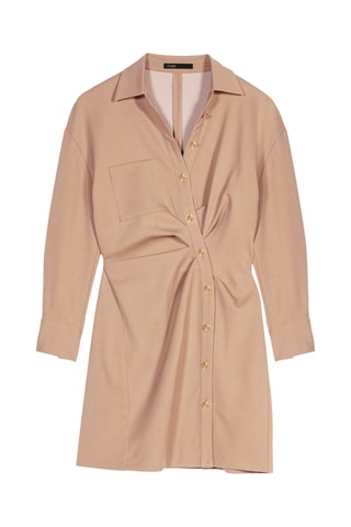 Robe chemise en laine vierge - Beige