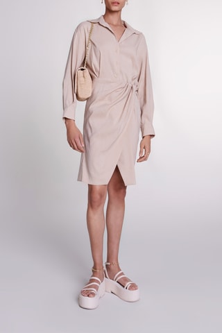 Robe portefeuille en lin - Beige