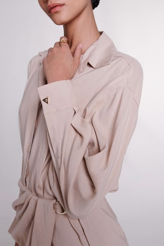 Robe portefeuille en lin - Beige