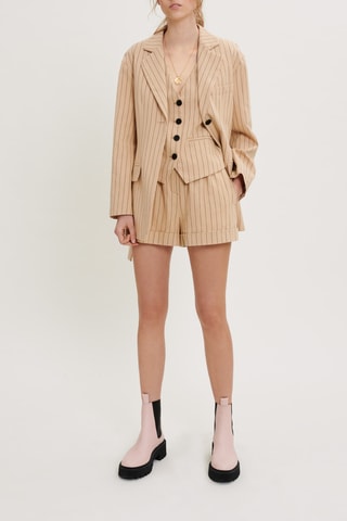 Veste longue en coton biologique et lin - Beige