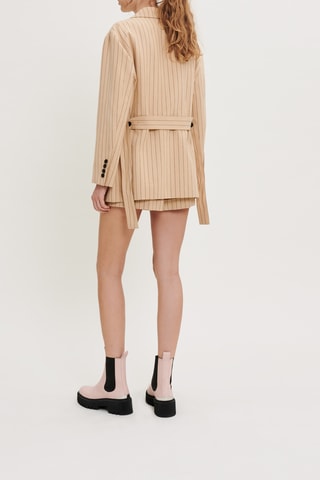 Veste longue en coton biologique et lin - Beige