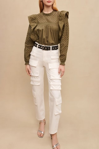 Pantalon taille haute - Blanc 