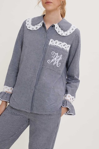 Chemisier en coton biologique - Bleu marine et écru