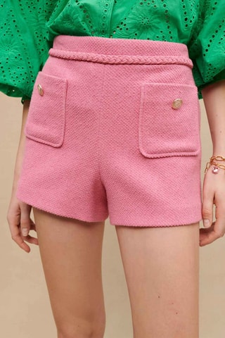 Short en tweed taille haute - Rose 