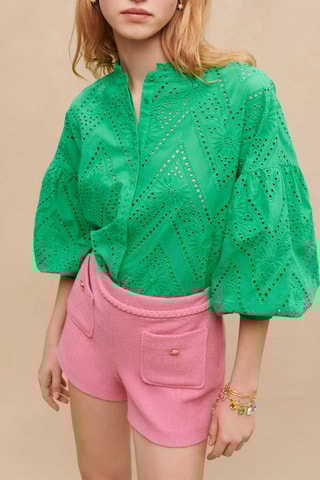 Short en tweed taille haute - Rose 