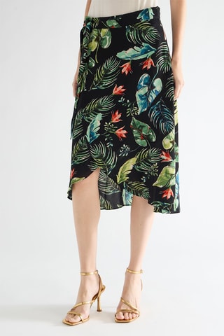 Jupe portefeuille midi - Noir